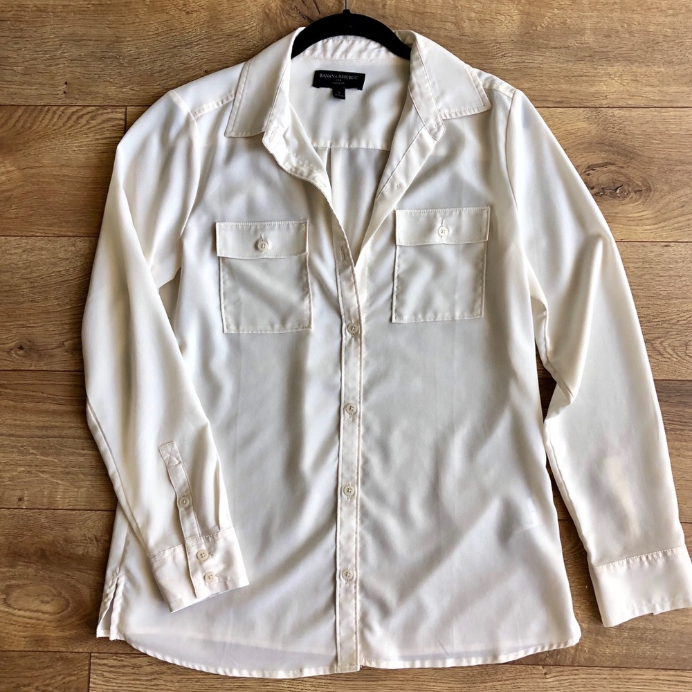 Banana Republic Button-up Blouse - white, S